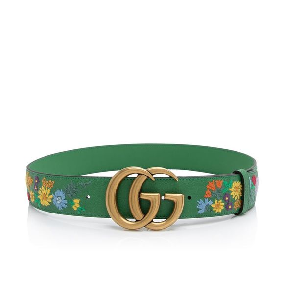 Gucci Leather Embroidered Floral GG Marmont Belt - Size 36 / 90 - Picture 2 of 4